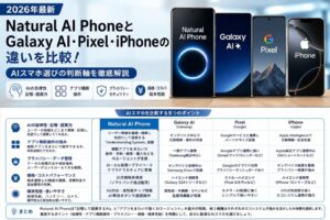 Natural AI PhoneとGalaxy AI・Pixel・iPhoneの違いを比較｜AIスマホ選びの判断軸