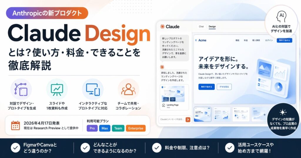 Claude Designとは？何ができる？料金・使い方・FigmaやCanvaとの違いを解説