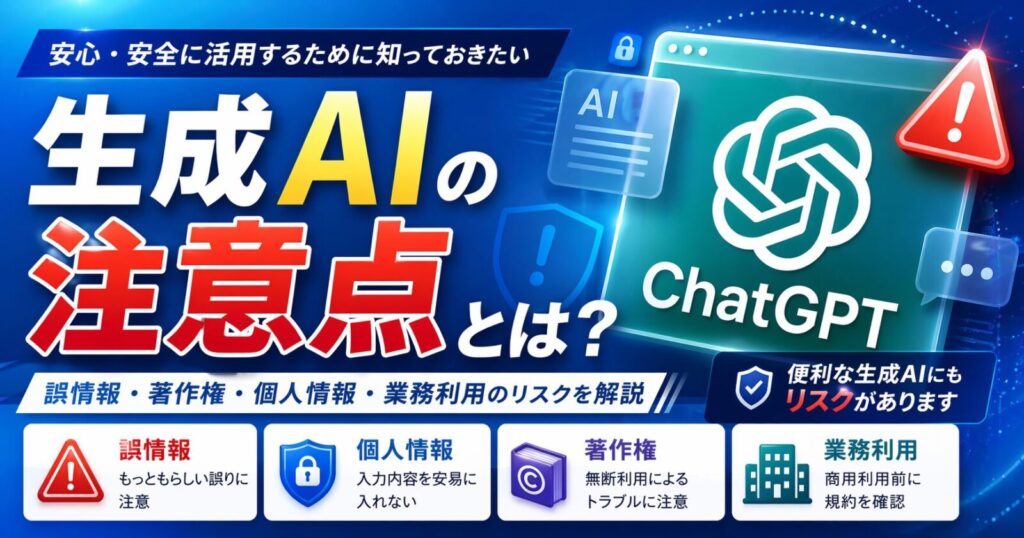 生成AIの注意点とは？誤情報・著作権・個人情報・業務利用のリスクを解説