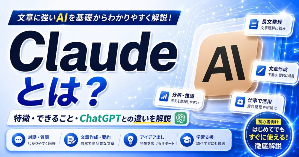 Claudeとは？特徴・できること・ChatGPTとの違いを初心者向けに解説