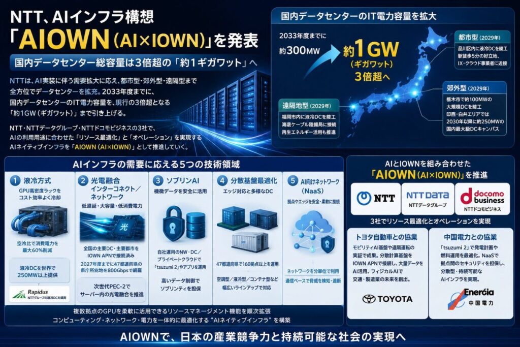 NTT AIOWNとは？AIインフラ構想の狙い・IOWNとの違い・導入判断を解説