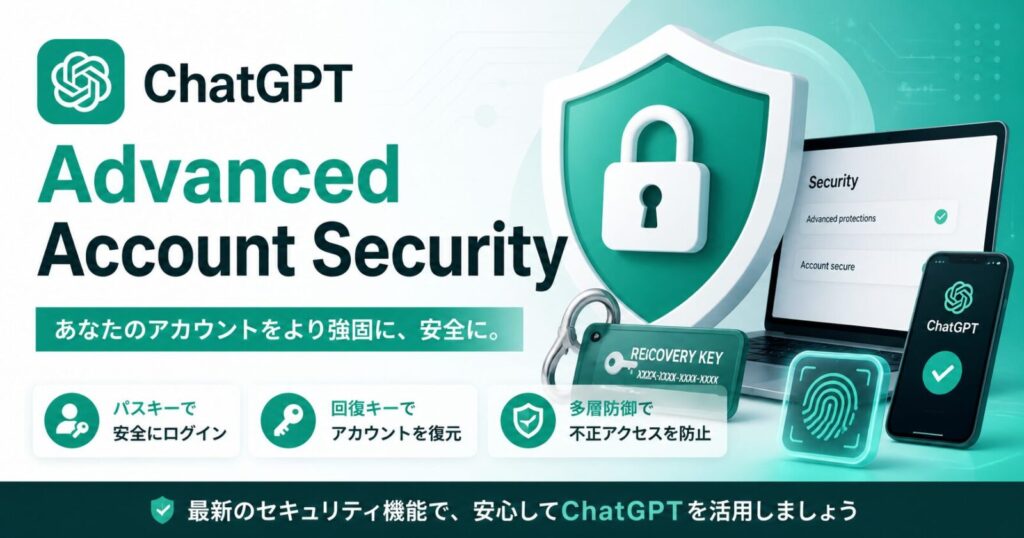 ChatGPT Advanced Account Securityとは？パスキー必須化・回復キー・注意点を解説
